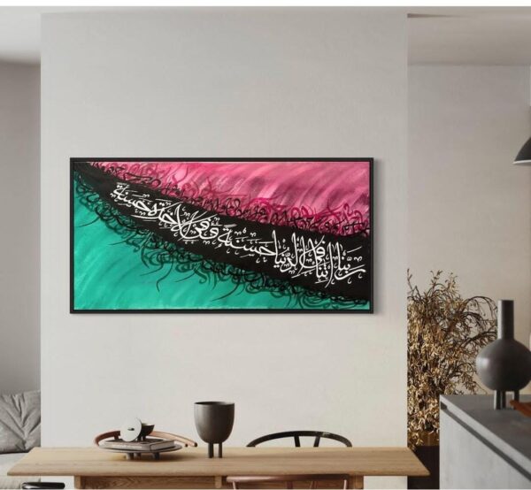 Hand painted pink and green acrylic painting